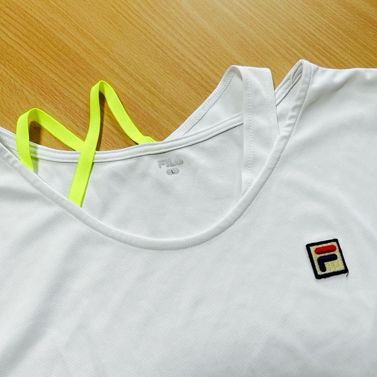 テニスウェアー レディース半袖Tシャツ Lサイズ　フィラ ホワイト