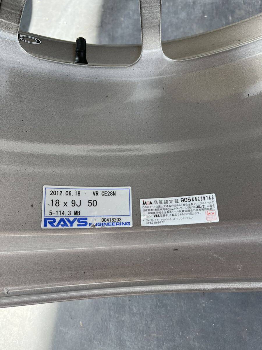 【希少サイズ】RAYS CE28 18インチ　9J +50 pcd114.3 5H 4本　フルリペア済み　ADVAN neova AD09 255/35R18 23年製_画像6