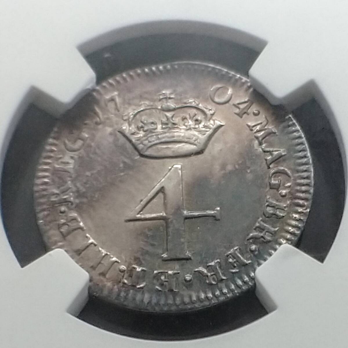  【最高鑑定！】1704年 イングランド 銀貨 アン女王 4ペンス イギリス NGC アンティークコインの画像9