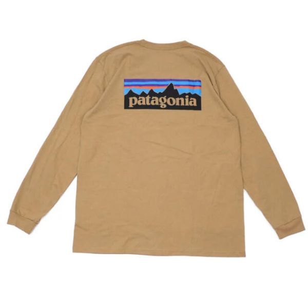 patagonia ロンT L LONG-SLEEVED P-6 LOGO タン_画像1