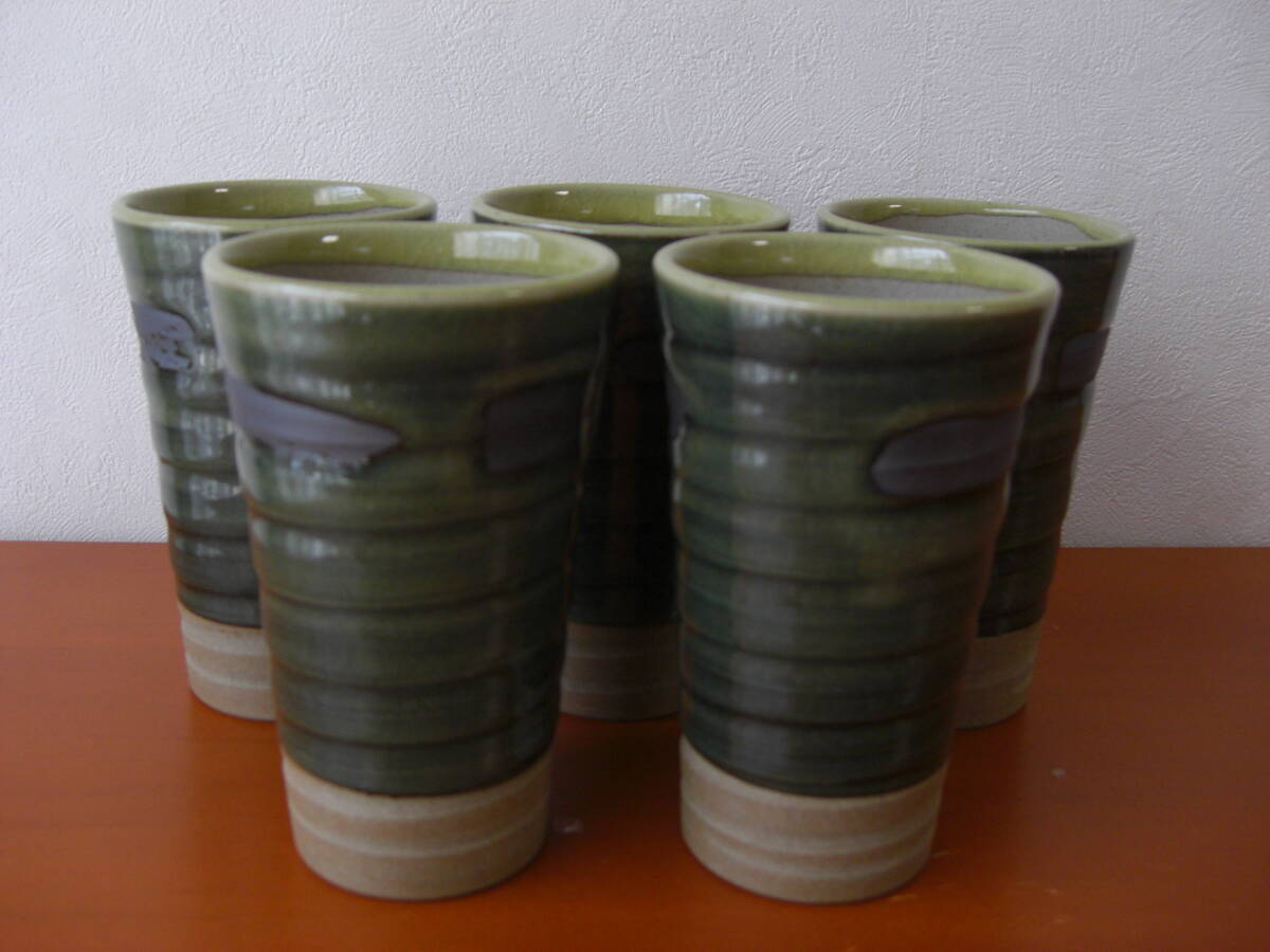 [ не использовался ] свободный cup / посуда для сакэ / керамика / Via cup /5 покупатель / obi ./ специальный отбор / Arita ./. сиденье . обжиг в печи / средний река . 7 / высокий стакан /biya cup /bi Agras / пшеница sake кубок 