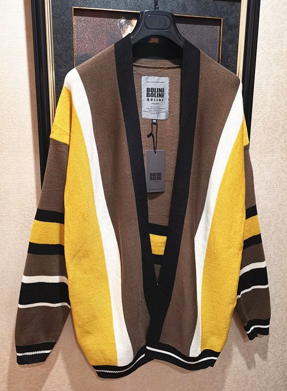  now .* top class 8 ten thousand * Portugal made * Italy * milano departure *BOLINI/bolini* premium line * high quality wool jumper / cardigan 48/L tea color 