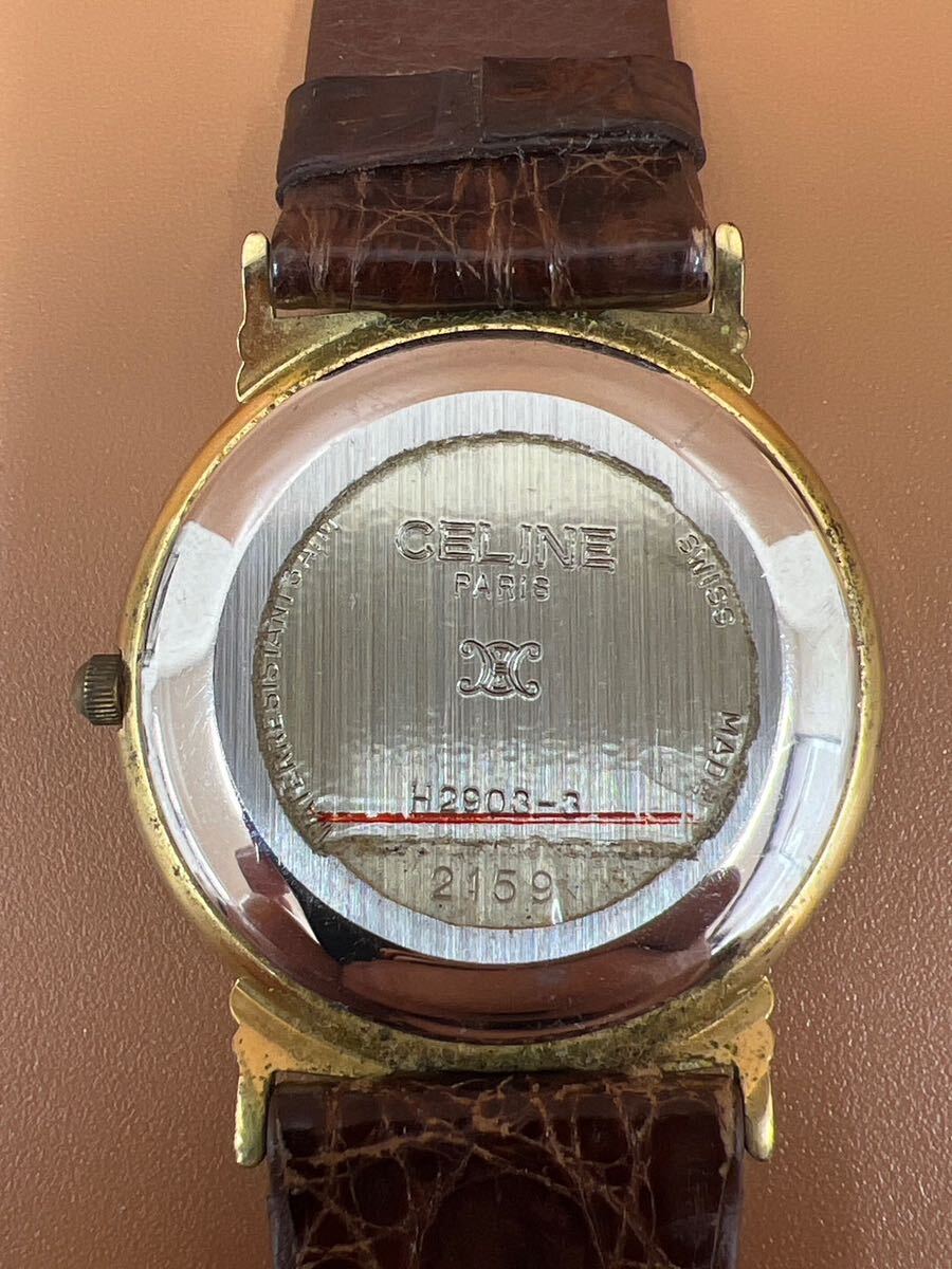 CELINE セリーヌ クオーツ時計 H2903-3 ゴールド×シェル文字盤 QZ ボーイズ腕時計 GSA042901 の画像8