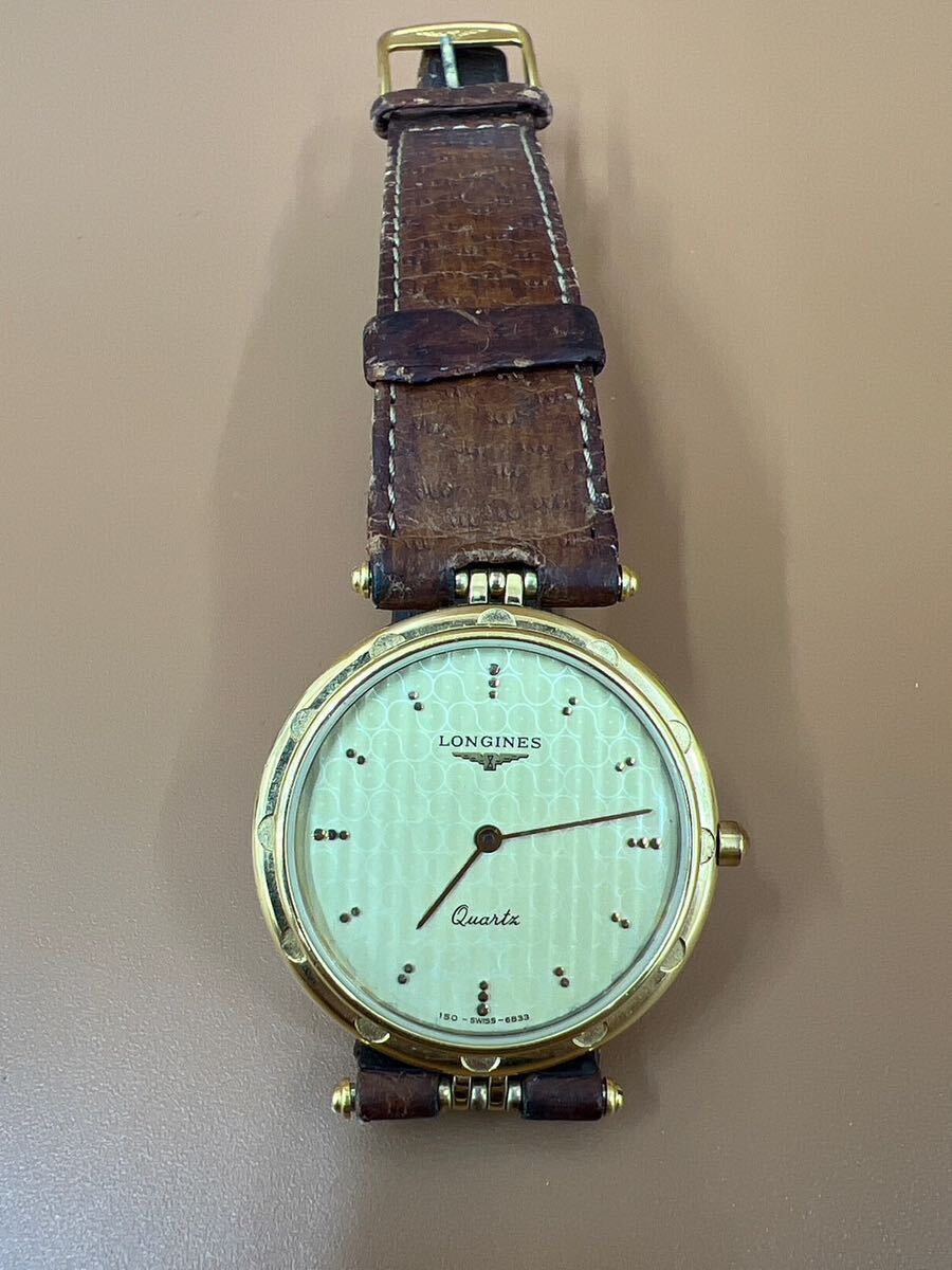 LONGINES ロンジン　クオーツ　腕時計　150 SWISS 6833 ゴールド文字盤　2針　　GSA042902 _画像10