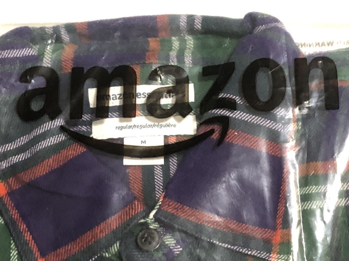 未開封 未使用 タグ付 amazon essentials 2着 フランネルシャツ ネルシャツ L 〜XL 相当 アマゾン プライベートブランド PB チェックシャツの画像4