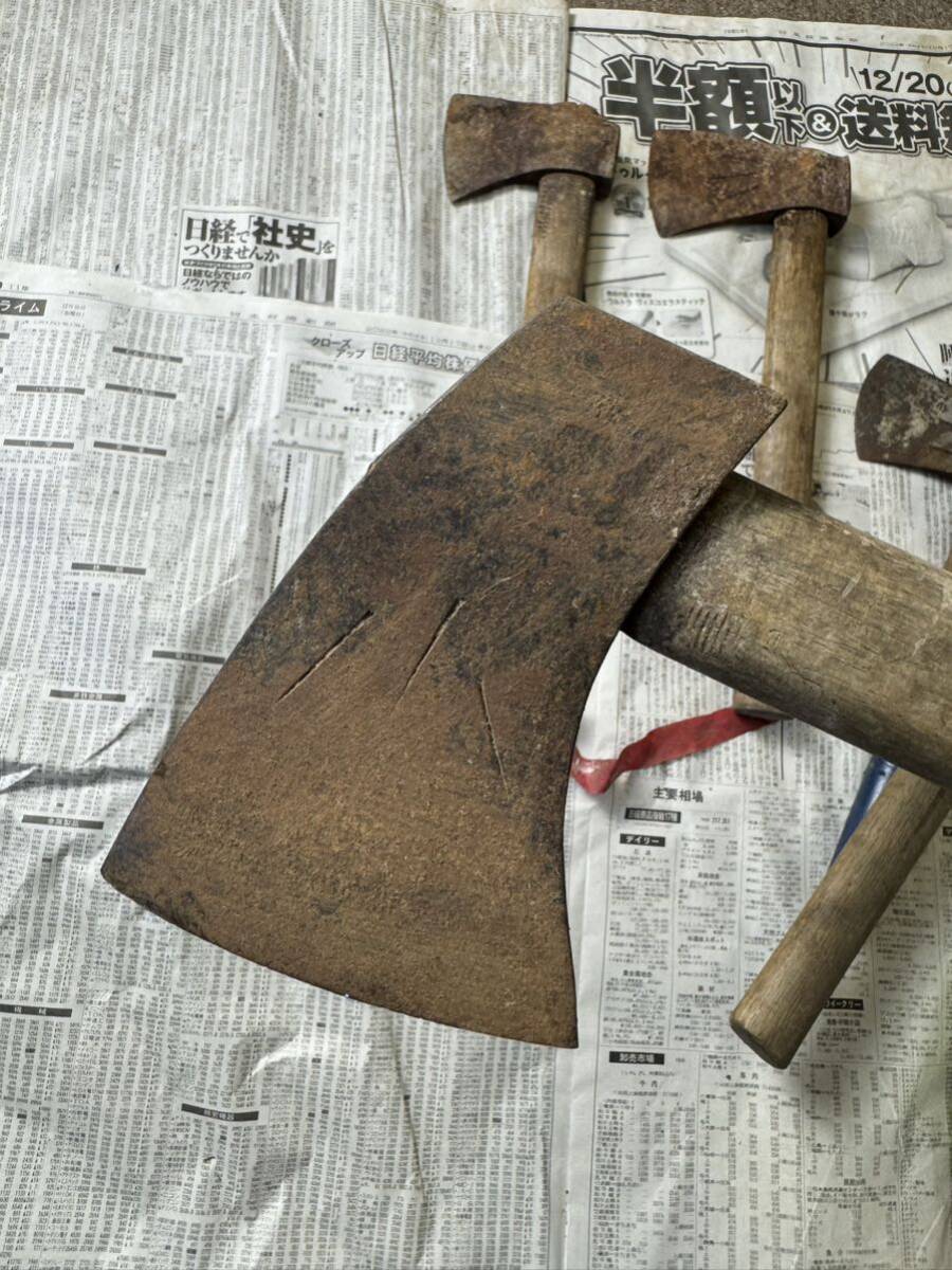 斧 オノ 鉈 手斧 丸穴 ナタ 土佐 古道具 なた アウトドア 大工道具 5本纏め 現状中古品の画像6