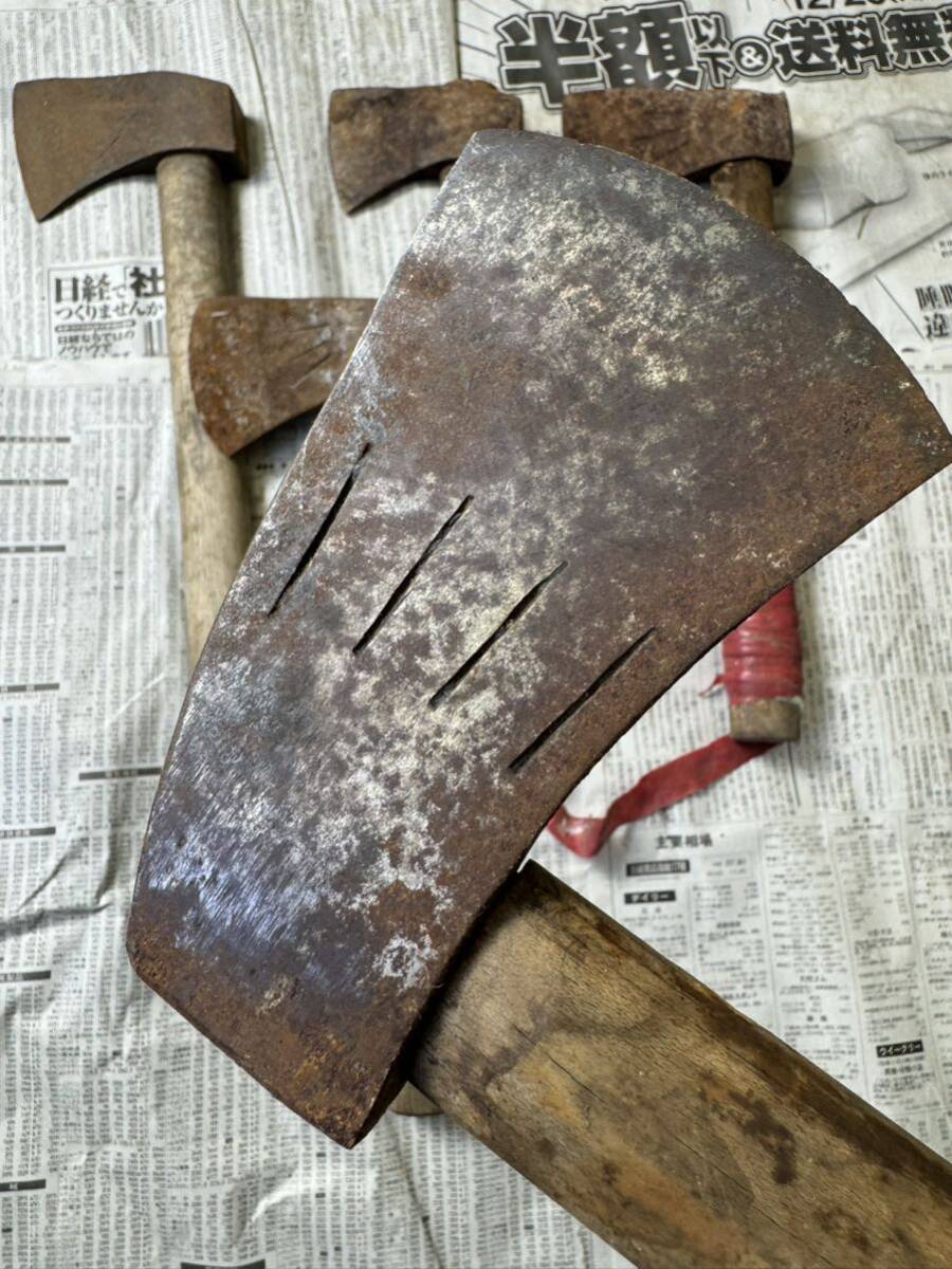 斧 オノ 鉈 手斧 丸穴 ナタ 土佐 古道具 なた アウトドア 大工道具 5本纏め 現状中古品の画像3