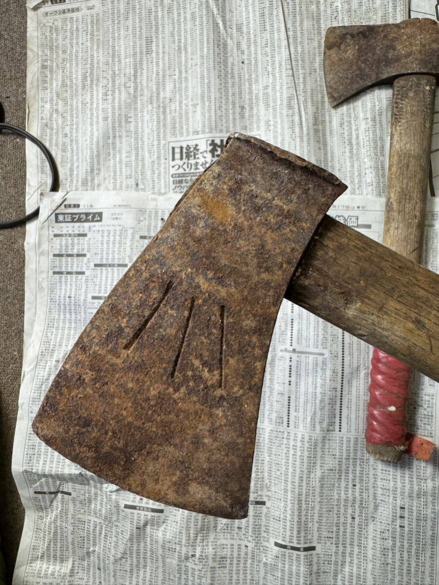 斧 オノ 鉈 手斧 丸穴 ナタ 土佐 古道具 なた アウトドア 大工道具 5本纏め 現状中古品の画像8