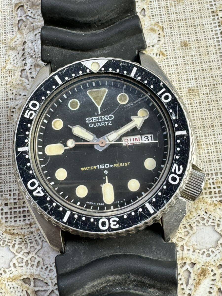 SEIKO セイコー ダイバー 腕時計 7548-7000 現状不動品 クォーツ ペプシベゼル デイデイト QZ 中古の画像1