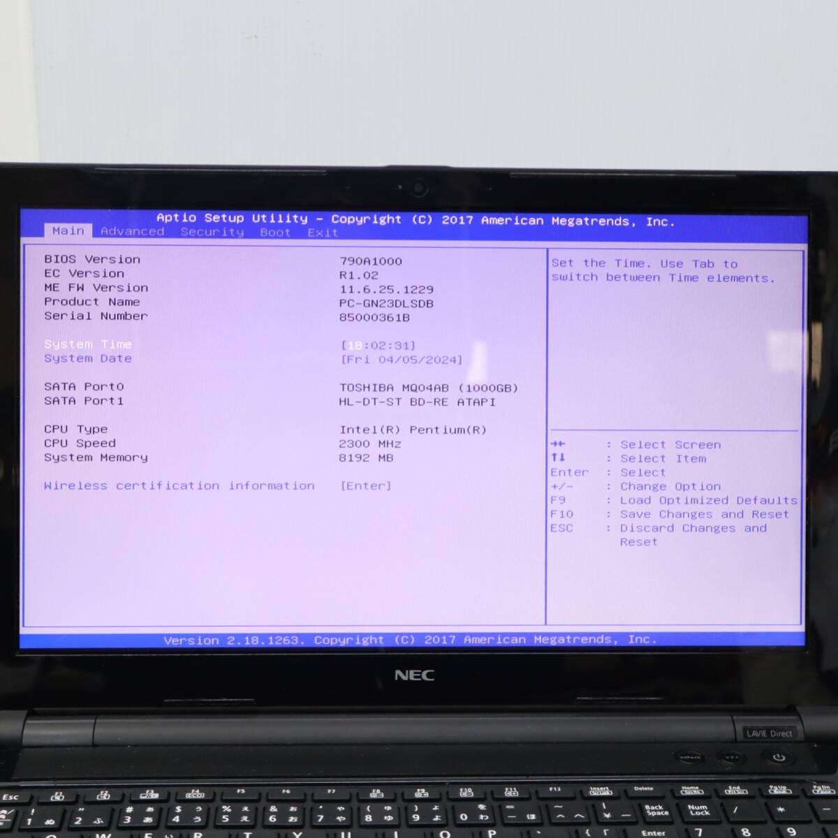 △BIOS起動OK HDD1TB メモリ8GB｜15.6型 ノートパソコン ブラック｜NEC LAVIE PC-GN23DLSDB CPU Pentiuｍ｜ ■P1725の画像1