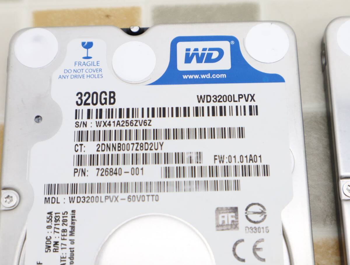 ∠2枚 中古 HDD｜2.5インチ 内蔵型 ハードディスク｜WD Blue Western Digital WD3200LPVX HDD｜320GB SATA フォーマット済■N9305の画像4