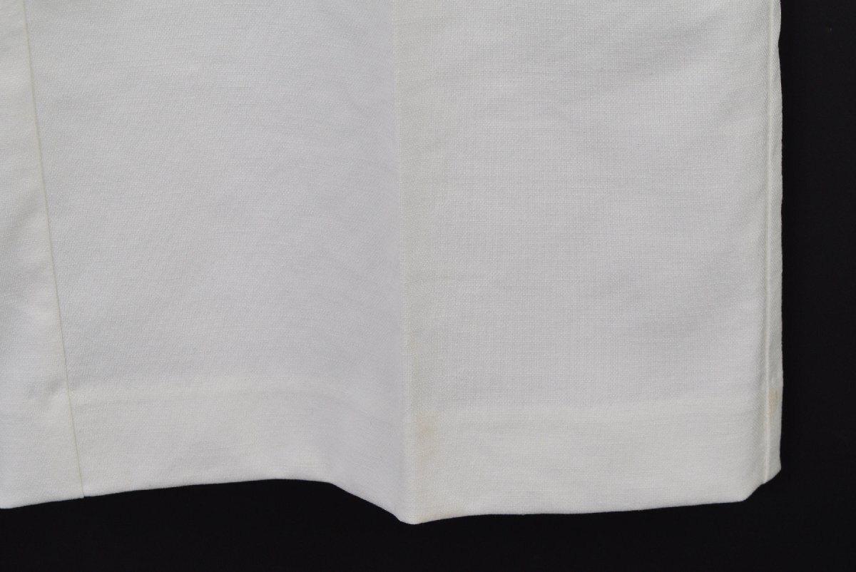 0913-24C0271* плюс tePLST прекрасный товар * вместе текстильный ремень имеется!linen. стрейч высокий талия ножек длина широкий укороченные брюки L белый талия резина 
