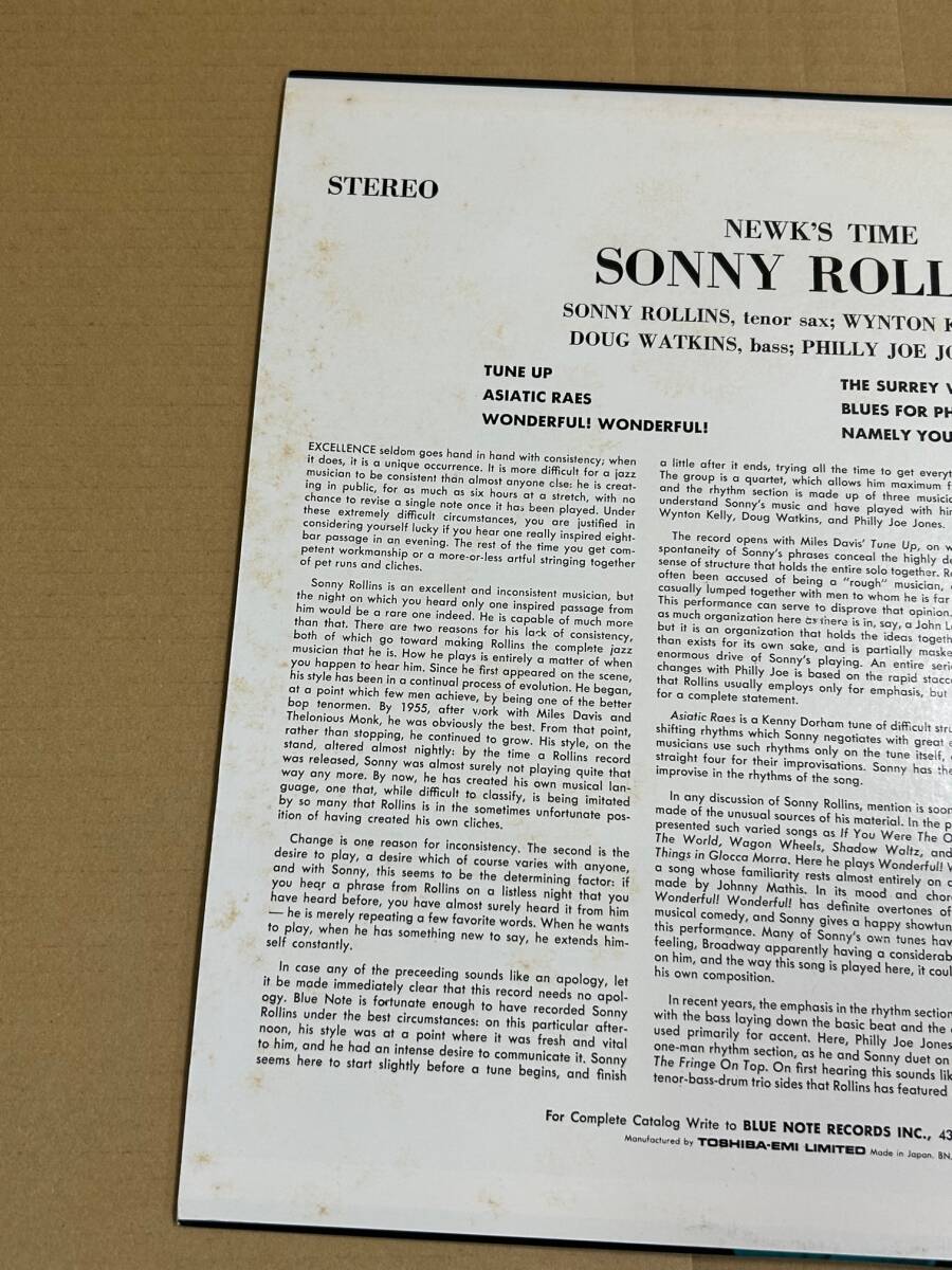 ソニー・ロリンズ SONNY ROLLINS / ニュークス・タイム NEWK'S TIME 帯付 国内盤 LP ブルーノート BLUE NOTE BNJ-71021の画像5