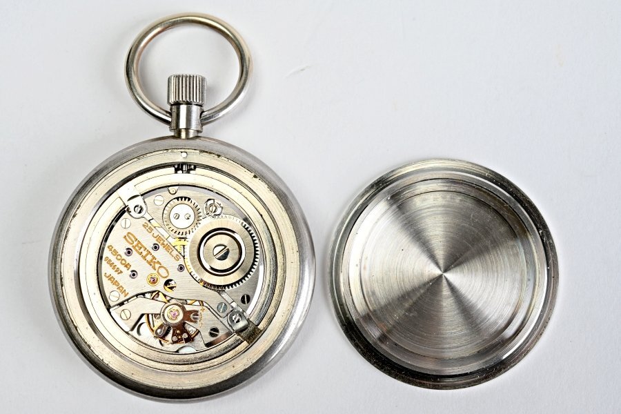 HD0302* карманные часы Seiko серебряный чистота SILVER SEIKO Cal.4500A 25JEWELS*h