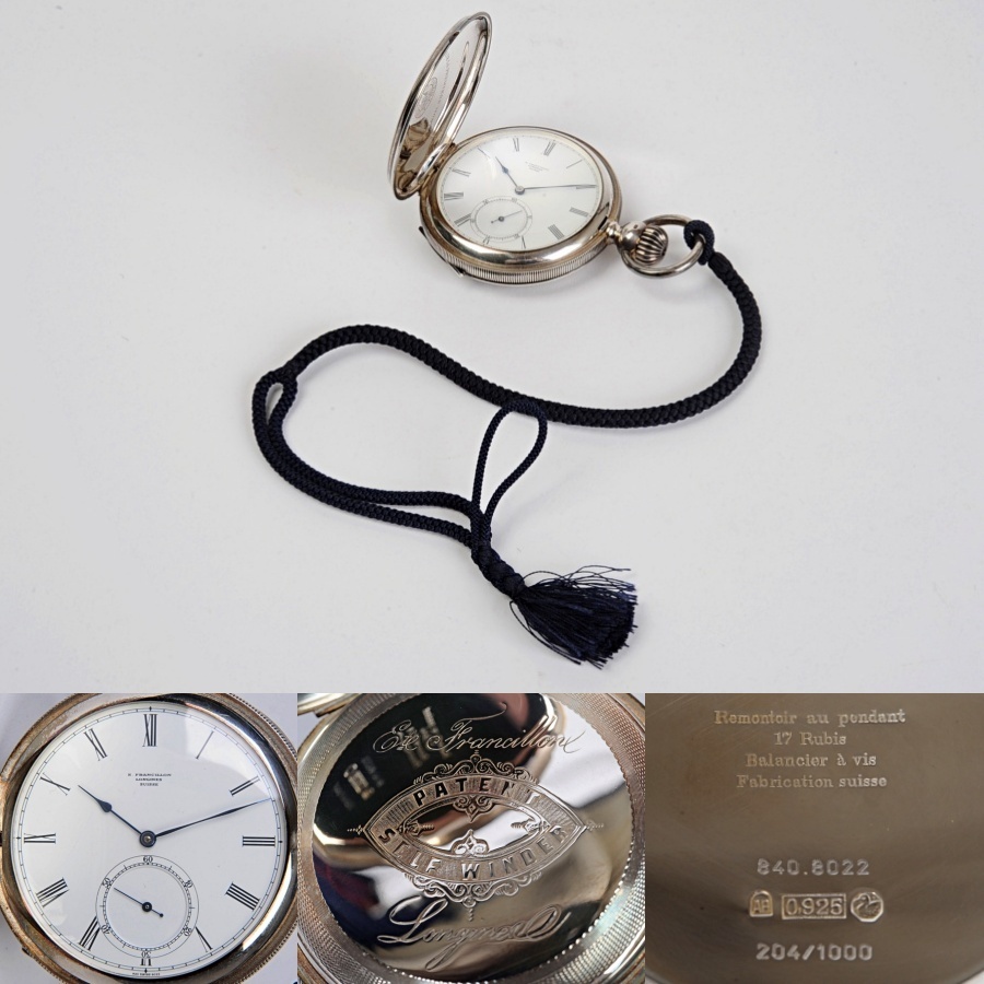 EI0314◆E.FRANCILLON LONGINES SUISS　ロンジン　銀無垢　懐中時計　1000点限定品◆　ｔ_画像1