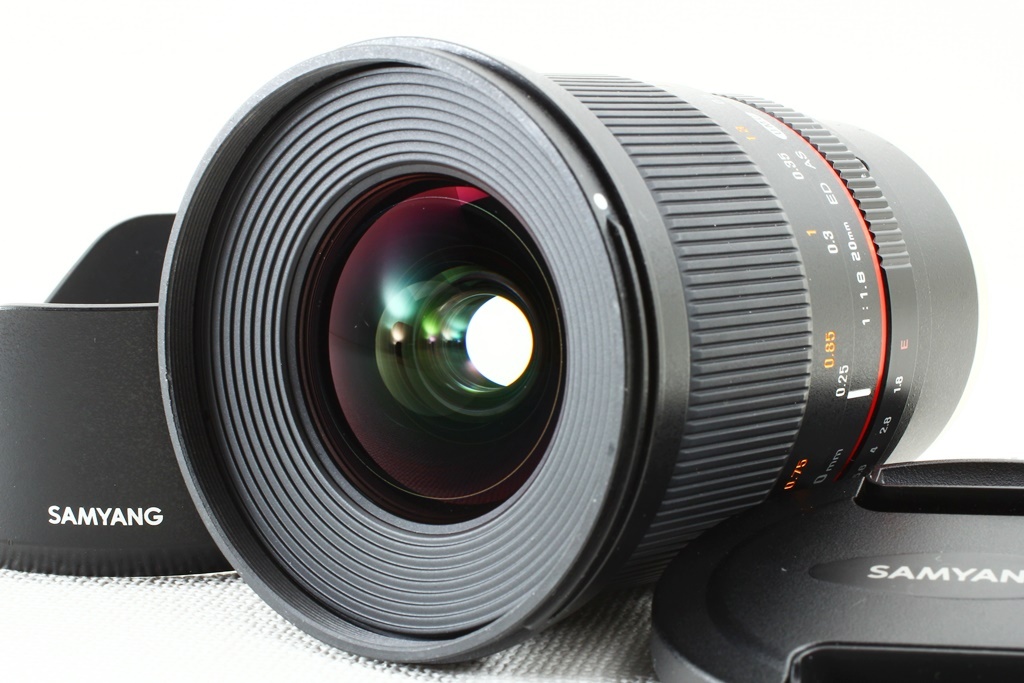 極上品◆SAMYANG サムヤン 20mm F1.8 ED UMC AS Sony E ソニー◆大口径超広角レンズ/A1206_外観、光学系共に極上品コンディション！