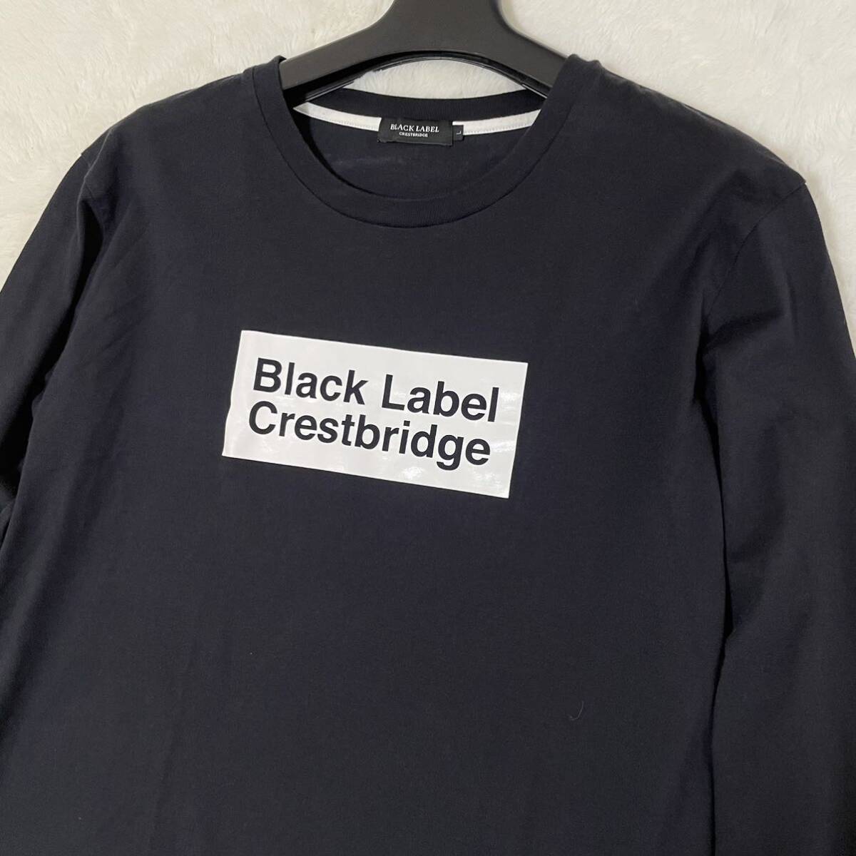 【極美品】BLACK LABEL CRESTBRIDGE ブラックレーベルクレストブリッジ 長袖Tシャツ ロンT カットソー ブランド ロゴ プリント ブラック L_画像2