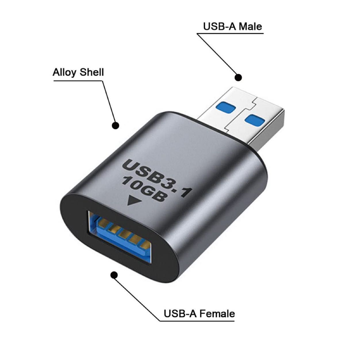 USB 3.0/3.1 Type A メスからUSB 3.0/3.1 A オス 