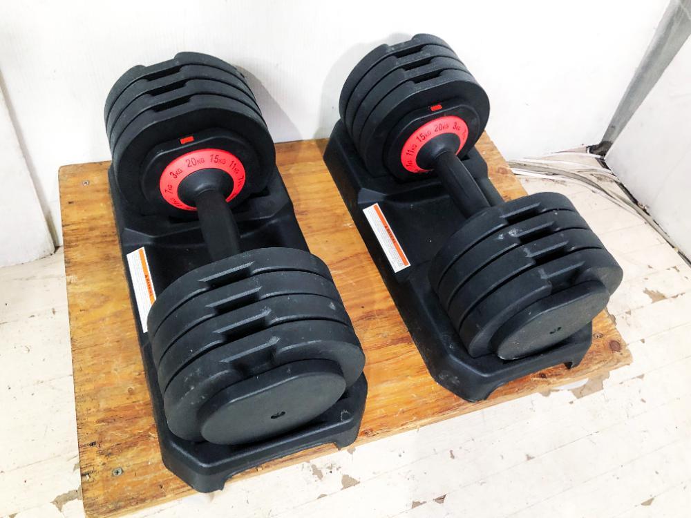 ◎送料無料★超美品 中古★可変式ダンベル Dumbbell 20㎏ 2個セット エクササイズ用品 筋トレ【可変式ダンベル】D7A2の画像2