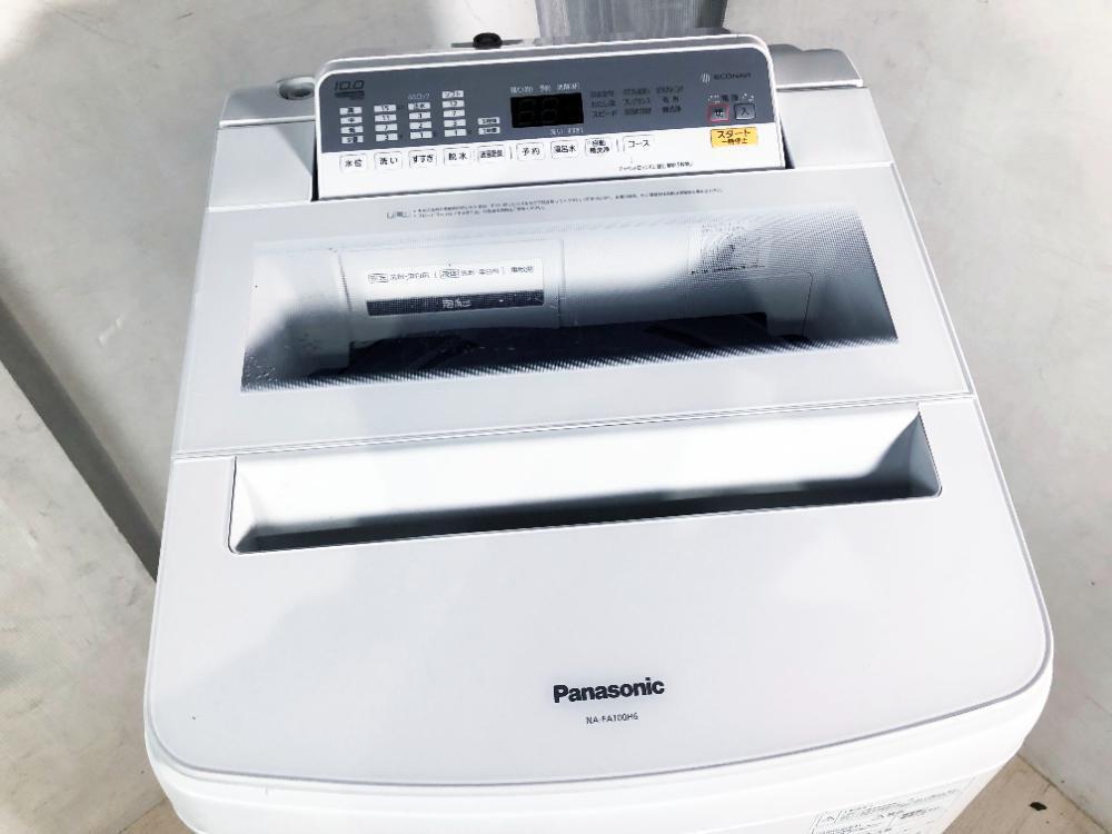 ★地域限定送料無料★極上超美品 中古★Panasonic 10kg パワフル滝洗いコース!すっきりフロント＆フラット 洗濯機【NA-FA100H6-W】D6QVの画像3