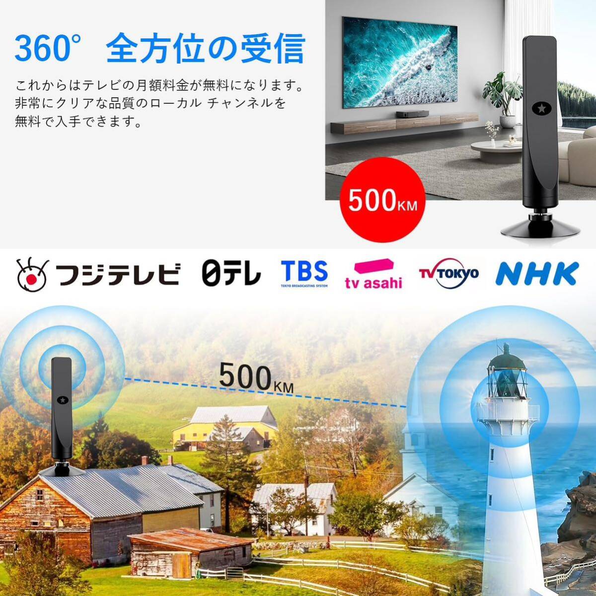 室内アンテナ 強化モデル受信範囲 4K HDTV 360度全方位受信#938_画像5
