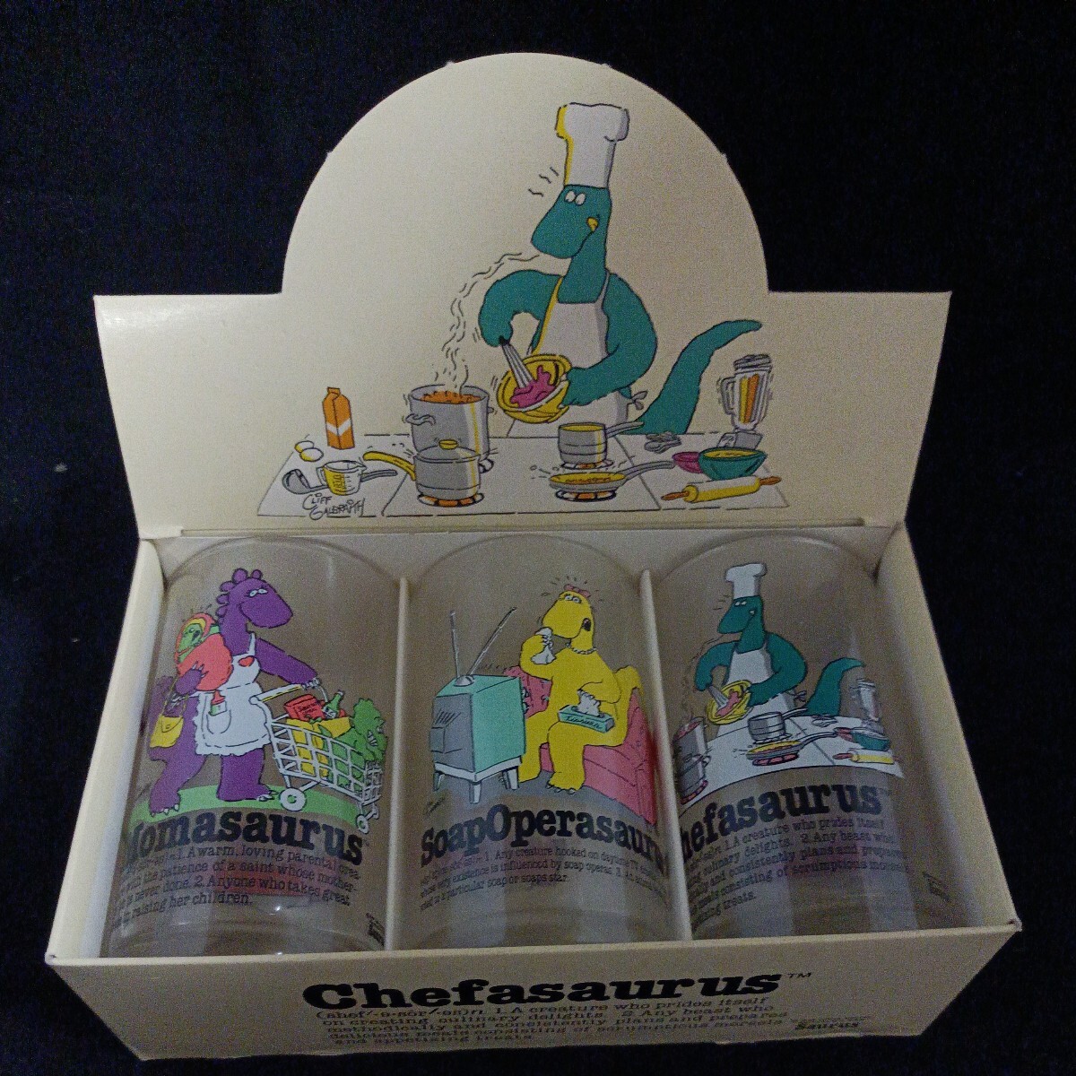 Chefasaurus グラス 昭和レトロ コップ ヴィンテージ キャラクター グラス セット Saurusの画像1