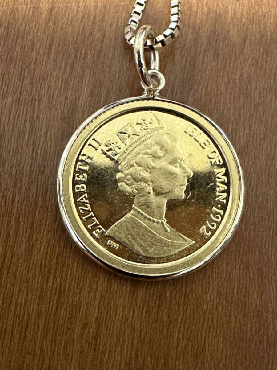 英国王室領 マン島K24(純金)キャットコイン 1/25 OZ コインとK18チェーン 総量4グラムの画像5