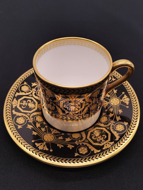 ☆ WEDGWOOD ASTBURY ウェッジウッド アストバリーブラック デミタス カップ&ソーサー 箱なし 中古保管品☆の画像1