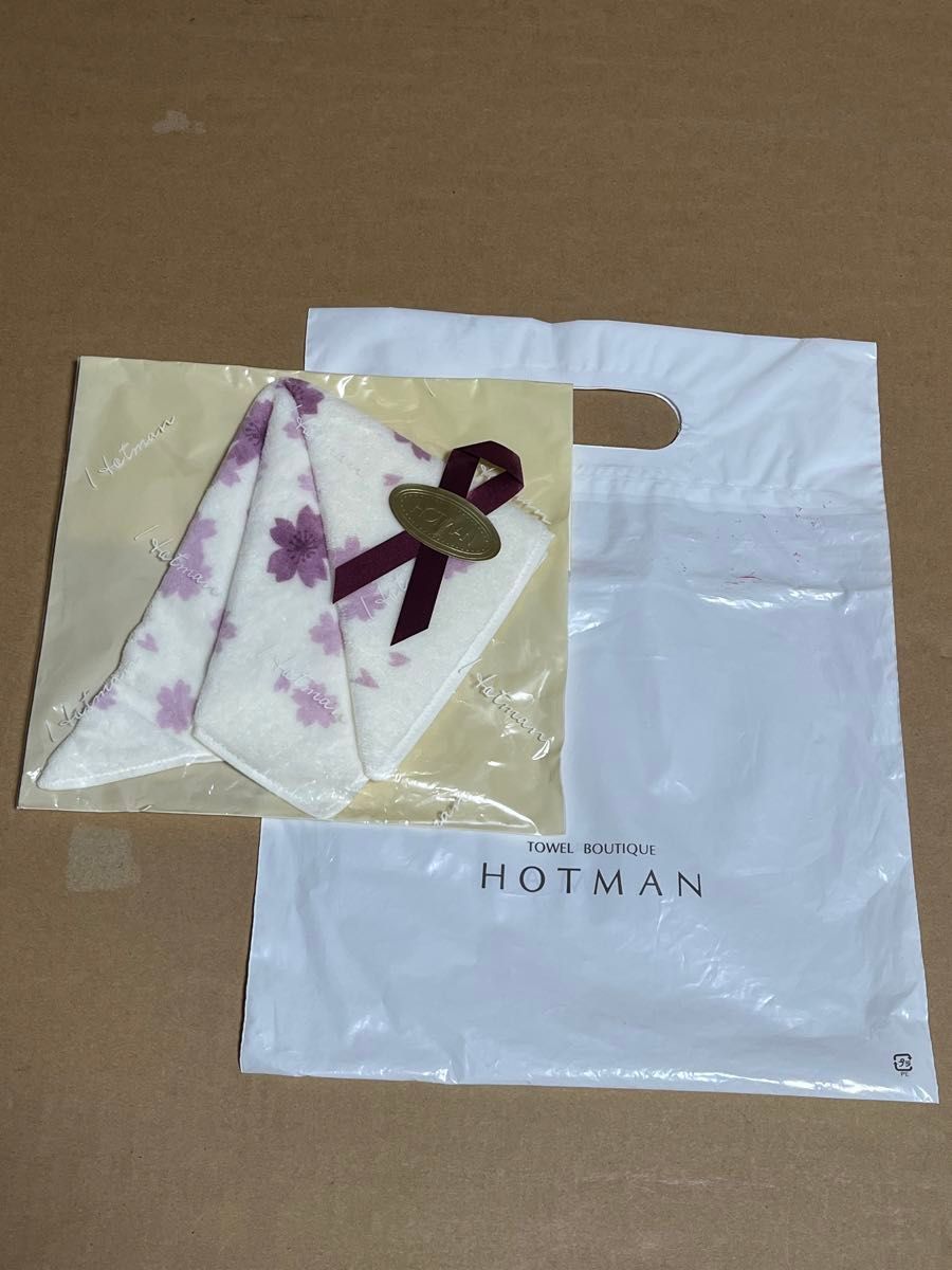 HOTMAN   ホットマン　タオルハンカチ　桜柄(紫)   【新品・未使用・未開封】