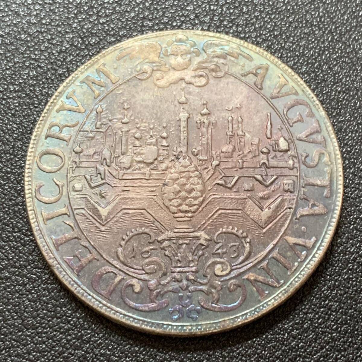 銀貨 古銭 ドイツ 1643年 フェルディナンド三世 松 翼 町 大型 コイン 硬貨 記念幣の画像1