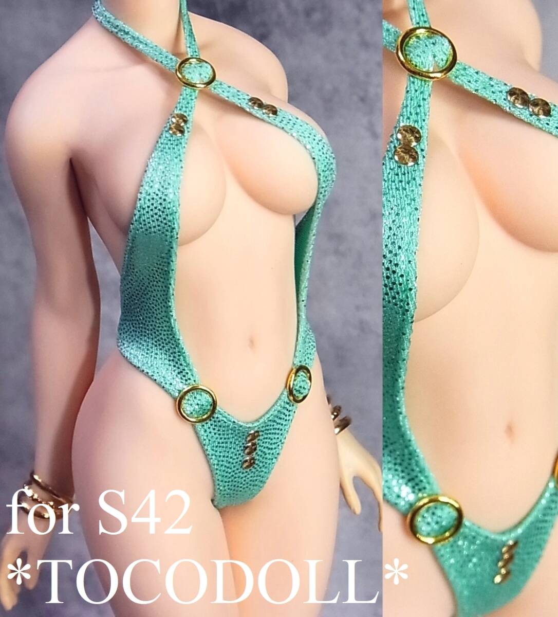 *toco*Phicen/TBLeague для S42 акцент есть One-piece купальный костюм ho ruta-XYO/ изумруд green metallic lik