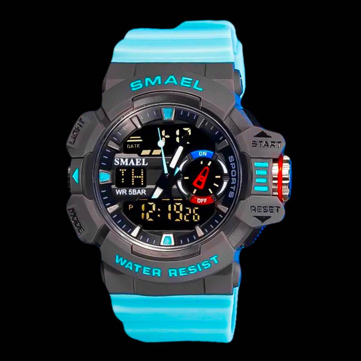 新品 SMAEL スポーツデュアルウォッチ メンズ腕時計 ライトブルー