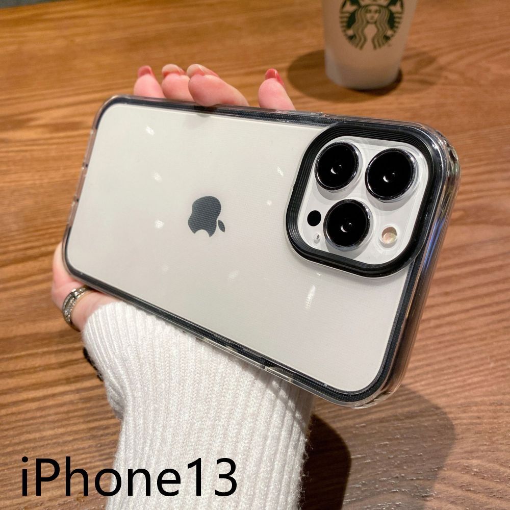 iphone13ケース カーバー TPU 可愛い お洒落 韓国 ブラック 黒 軽量 ケース 耐衝撃756の画像1