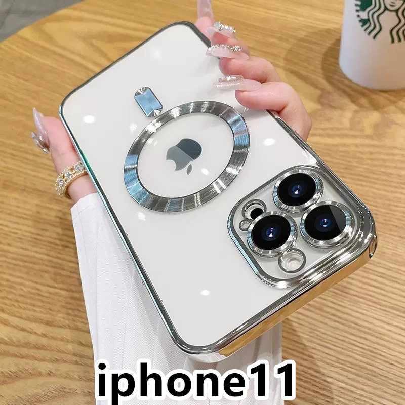 iphone11ケース TPU 軽量 ケース 耐衝撃　無線　磁気 ワイヤレス充電 シルバー _画像1