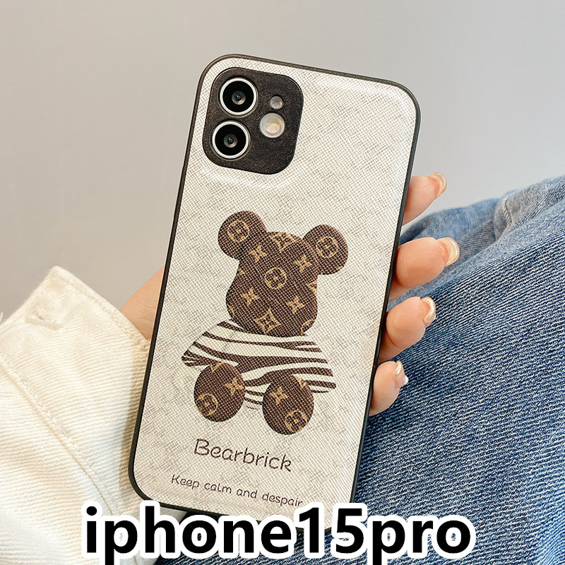 iphone15proケース カーバー TPU 可愛い 熊　お洒落　韓国　　軽量 ケース 耐衝撃 高品質 ホワイト15_画像1