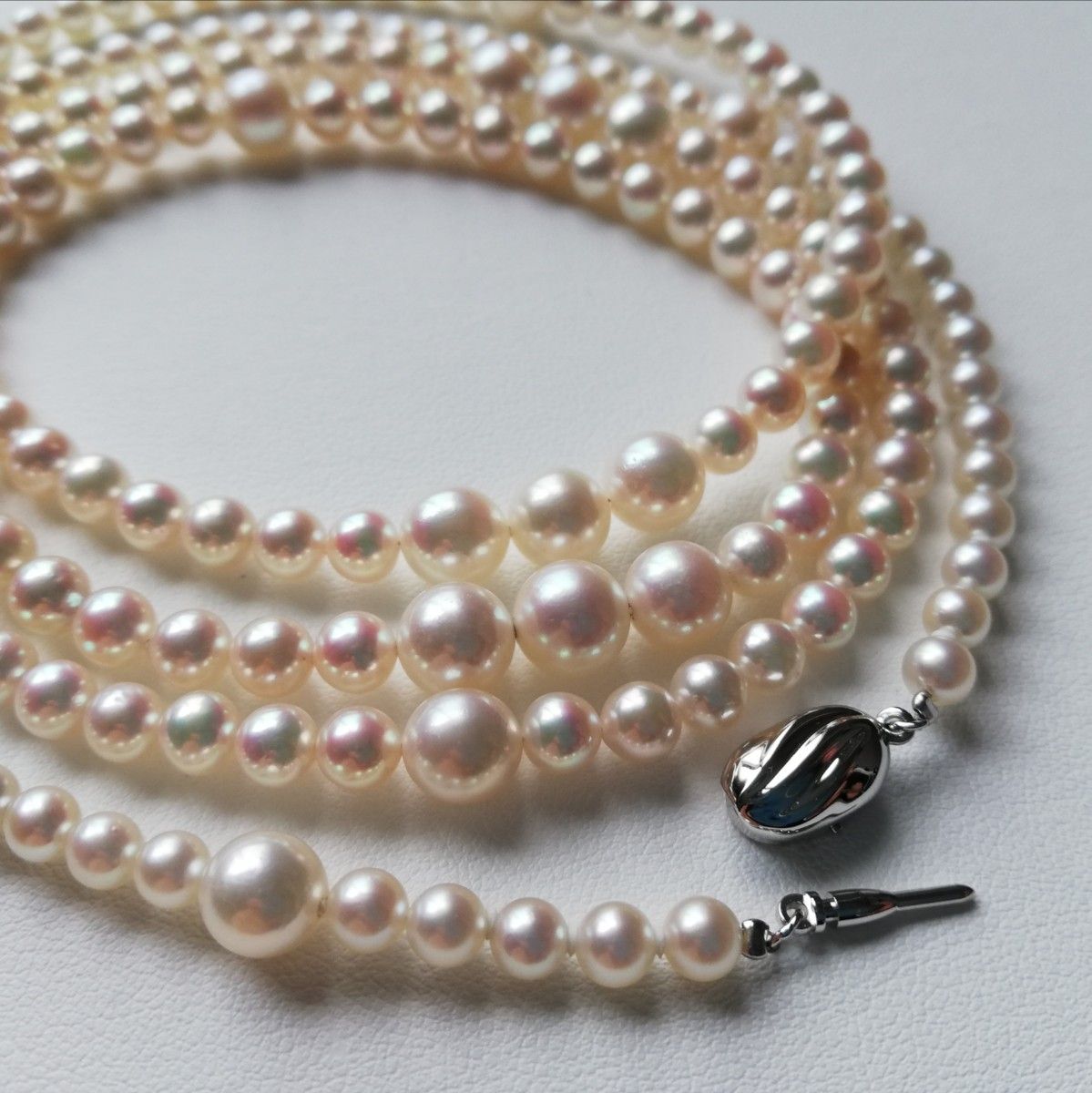 N214三重ブランド高品質アコヤ真珠103㎝ロングネックレス 4.5～5.5㎜ 7.0～8.0㎜ ベビーパール パールネックレス