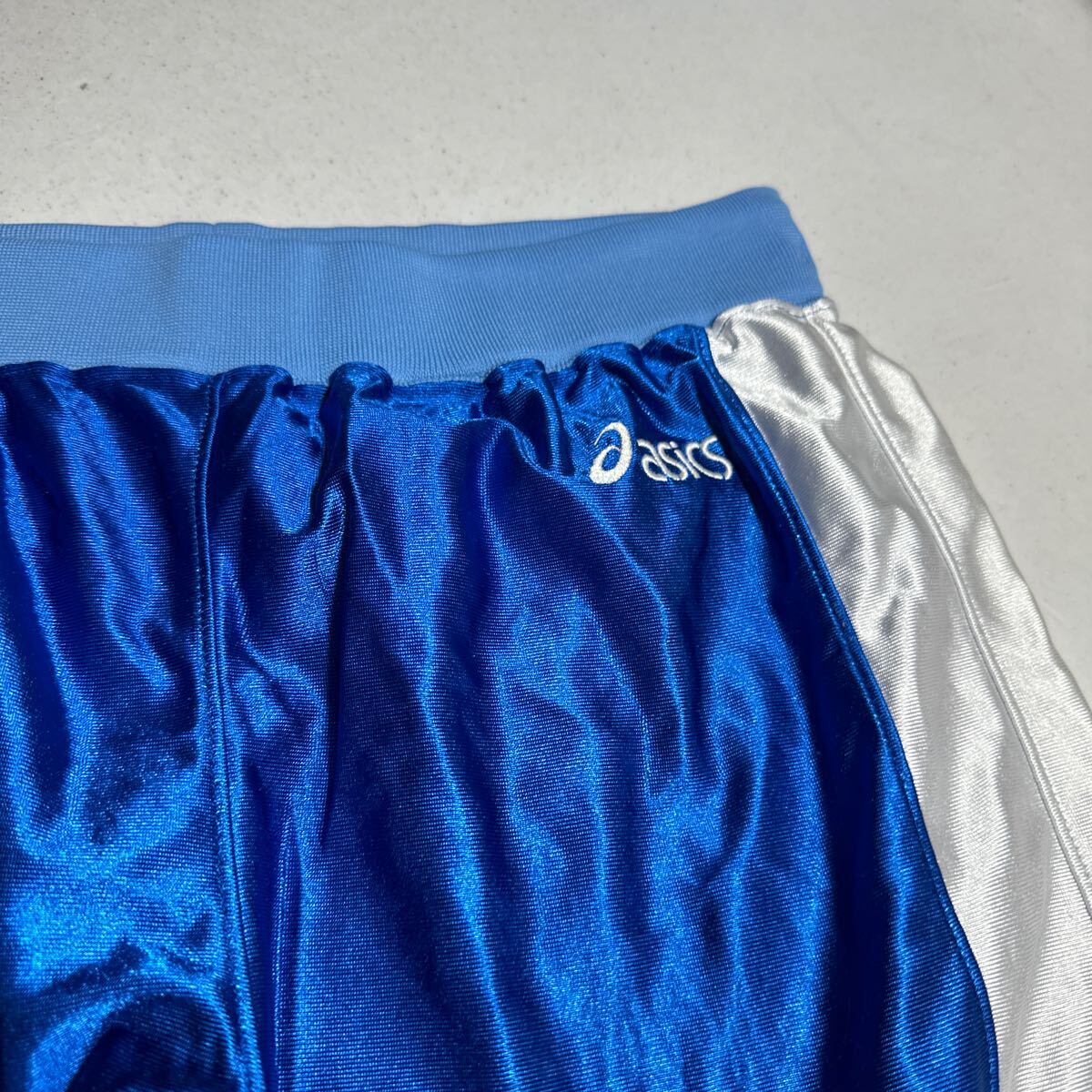 アシックス asics 黒タグ バスケットボール トレーニング用 光沢バスパン バスケパンツ バスケットボールパンツ 青 ブルー XOサイズの画像3