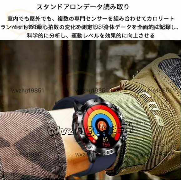 スマートウォッチ 日本製 センサー 通話機能 血糖値 軍用規格 ECG心電 血圧測定 心拍数 歩数計 多運動モード IP68防水 スポーツウォッチ_画像8