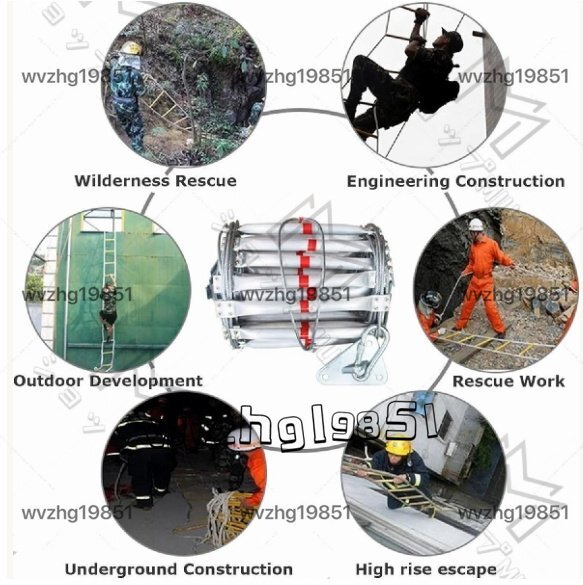 10M 火災避難はしご 窓はしご火災避難 2-6 階建ての家 屋外緊急火災避難はしごロープ アルミ避難緊急登山ポータブル_画像3