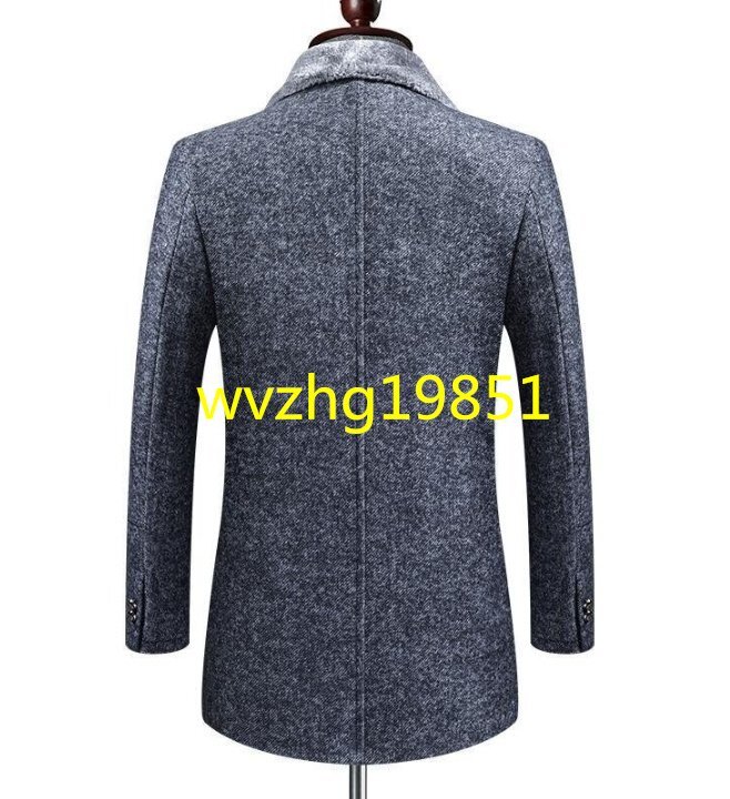 新品*メンズ ビジネスコート 新品ロングコート 厚手 ウール テーラードジャケット 裏ボア 高級 セレブ　WOOL 紳士スーツ M~4XL_画像4