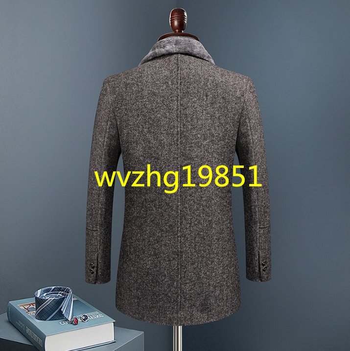 新品*メンズ ビジネスコート 新品ロングコート 厚手 ウール テーラードジャケット 裏ボア 高級 セレブ　WOOL 紳士スーツ M~4XL_画像2