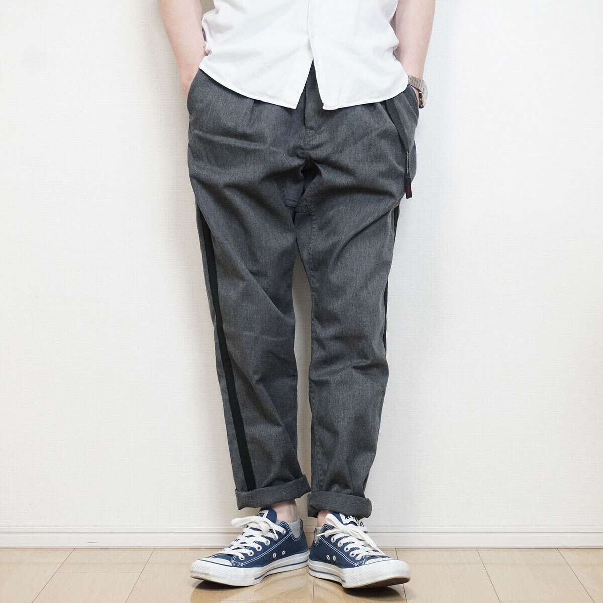 GRAMICCI × DENIM DUNGAREE 別注 カツラギ ラインパンツ【01】グレー グラミチ デニム&ダンガリー コラボ テーパード 3788601