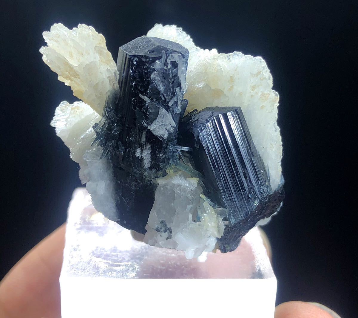 ブルーキャップトルマリンクリスタル アルバイト付き Blue Cap Tourmaline Crystal with Albite_画像6