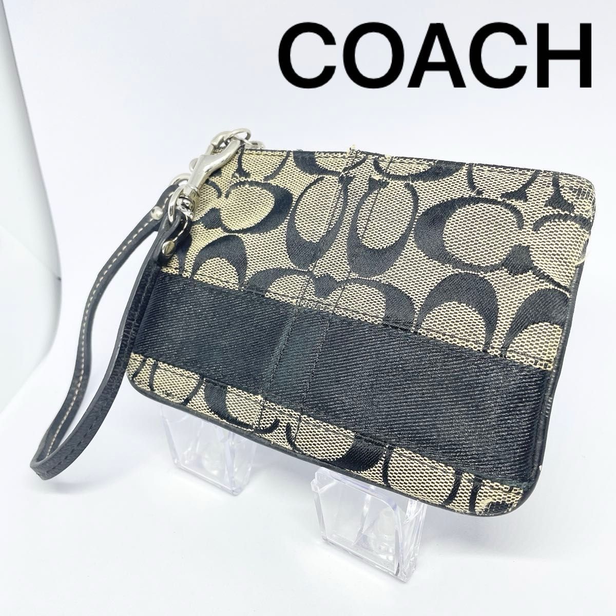 【COACH】 コーチ シグネチャー リストレット ポーチ レザー キャンバス 小物入れ