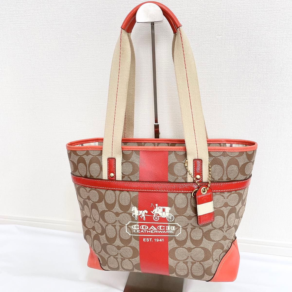 COACHコーチシグネチャートートバッグ レザー×キャンバス FM-092 COACHコーチシグネチャートートバッグ レザー×キャンバス FM-092