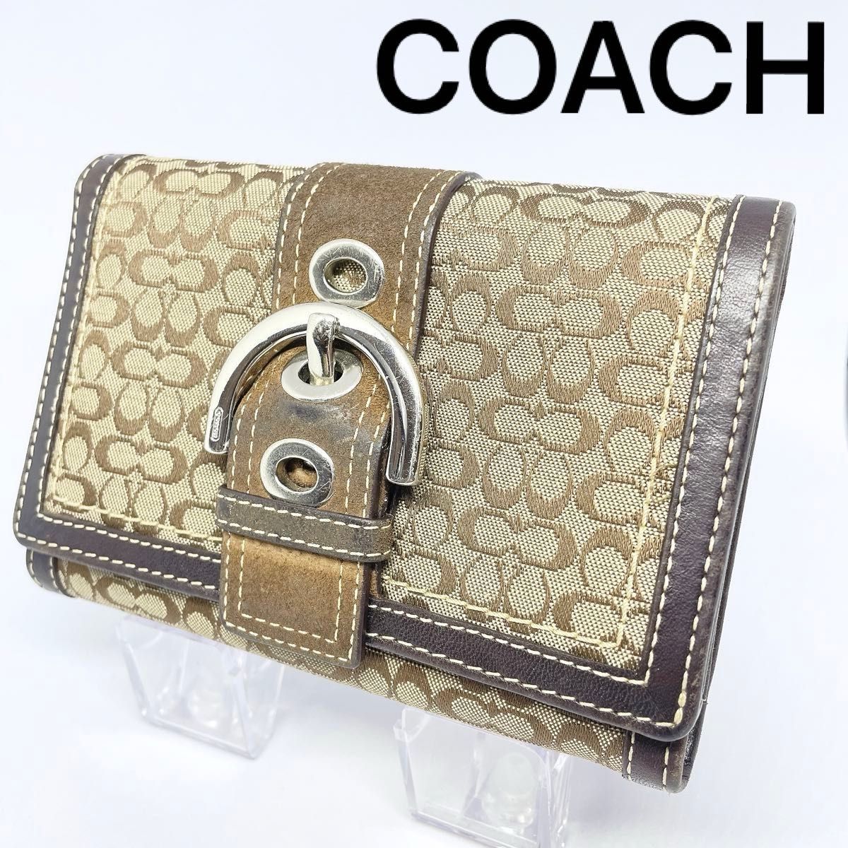 【COACH】 コーチ シグネチャー 二つ折り財布 レザー キャンバス ウォレット