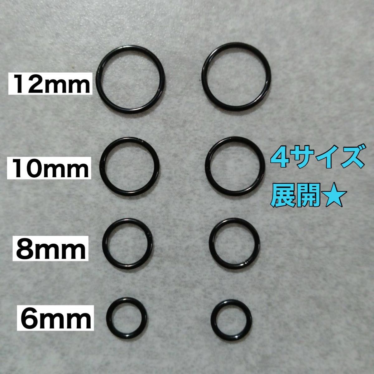 18G 10mm ブラック フープ ピアス セグメント サージカルステンレス ユニセックス