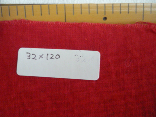 古い布 赤い色の布 紅色 木綿 着物を解いた切れ端 切れ端 リメイク素材 大きさ約３２ｃｍｘ１２０ｃｍ 少し厚手ですの画像2