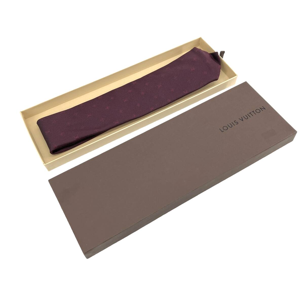 1 иен старт не использовался Louis Vuitton галстук лиловый шелк коробка иметь LouisVuitton фиолетовый бренд мелкие вещи костюм офис мужской мужчина формальный 