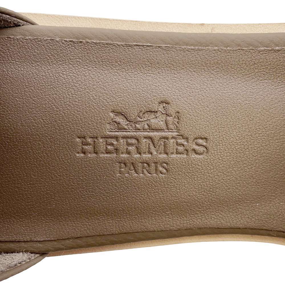 エルメス サンダル サントリーニ エトゥープ ヴォーエプソン レディースサイズ35 HERMES 靴_画像5